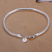 925 Silver 3MM Snake Chain Bracelet Unisex Jewelry