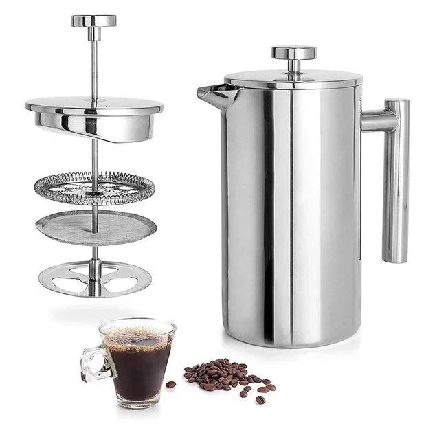 Stainless Steel French Press Coffee Maker – Double-Wall Insulated