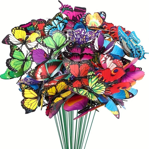 10/20/50pcs 3D Butterfly Garden Yard Decor Stakes