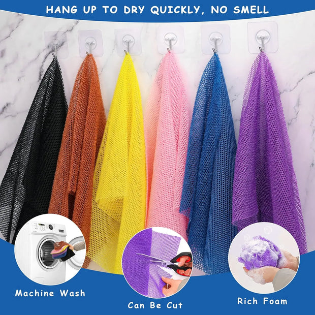 3-Piece African Bath Sponge Set – Exfoliating Long Net Body Scrubbers