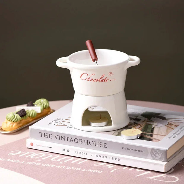Ceramic Chocolate Fondue Mug with Fork