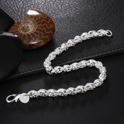 Sterling Silver Geometric Charm Bracelet Unisex
