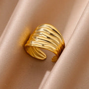 Trendy 18K Gold Plated Irregular Stainless Steel Ring