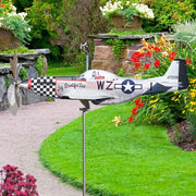 Airplane Wind Spinner – Stainless Steel Garden Decor with Aviation Flair