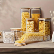 2/4 Pieces, 540Ml/1000Ml Glass Food Storage Jar with Bamboo Lid