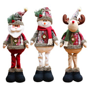 Christmas Plush Shelf Sitters – Stretchable Legs Santa, Snowman & Moose Decorations