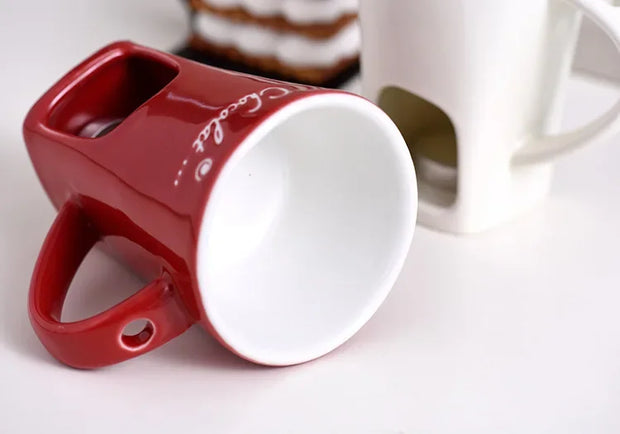 Ceramic Chocolate Melting Mug with Fork