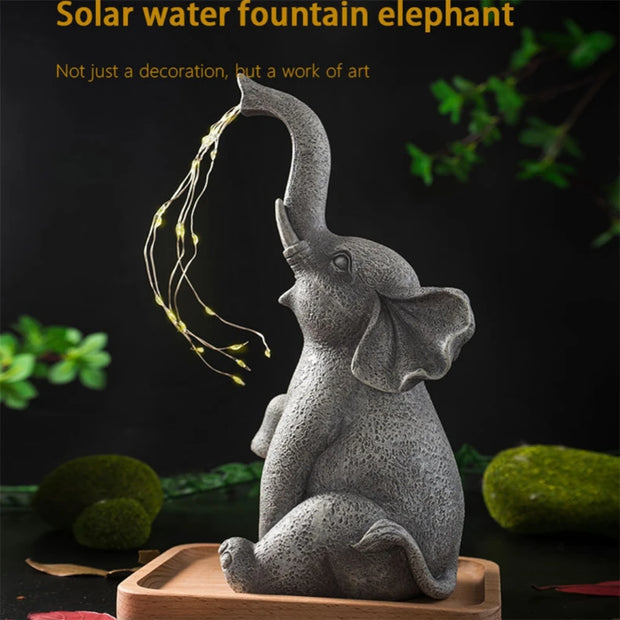 Solar Elephant Garden Ornament with LED Lights