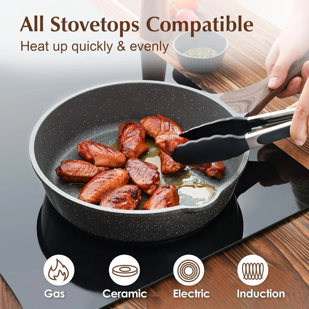 10-Inch Nonstick Deep Frying Pan with Lid
