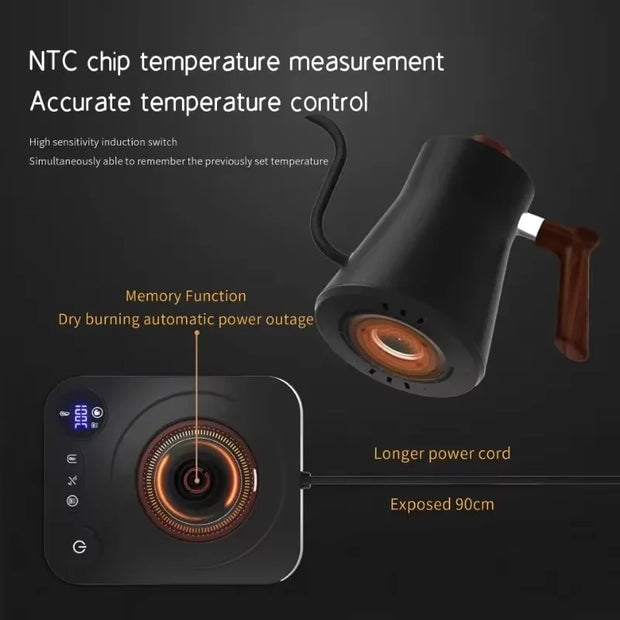 0.9L Electric Gooseneck Coffee Kettle Stainless Steel