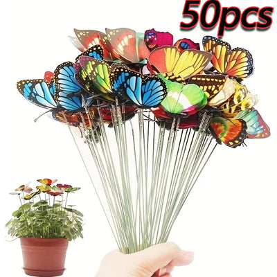 10/20/50pcs 3D Butterfly Garden Yard Decor Stakes