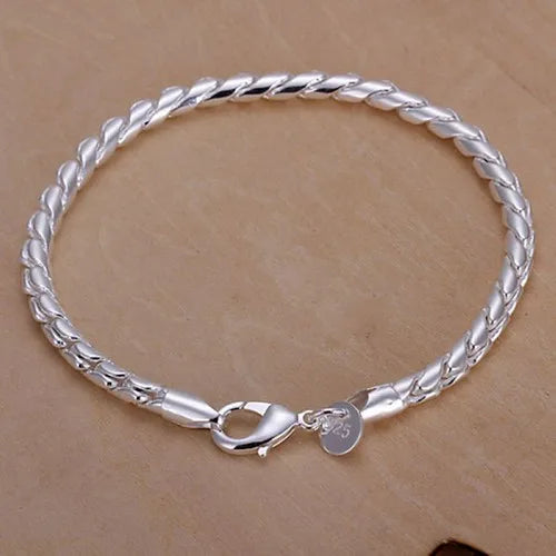 925 Silver 3MM Snake Chain Bracelet Unisex Jewelry