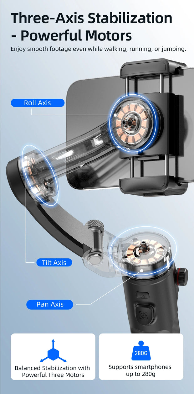 Handheld 3-Axis Gimbal Stabilizer for Smartphones