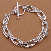 Sterling Silver Solid Charm Bracelet Unisex