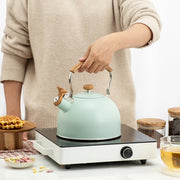 2.5L Stainless Steel Whistling Tea Kettle with Wooden Handle