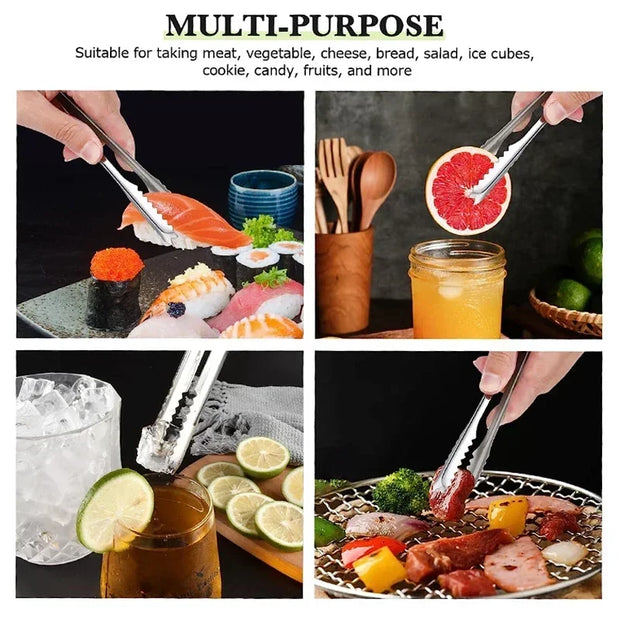 Stainless Steel Ice Cube Tongs – Durable Kitchen Clip for Ice, Sugar, Snacks