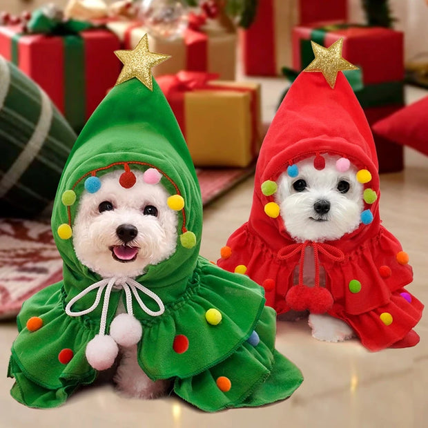 Christmas Tree Pet Costume Cloak for Cats