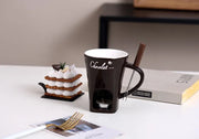 Ceramic Chocolate Melting Mug with Fork