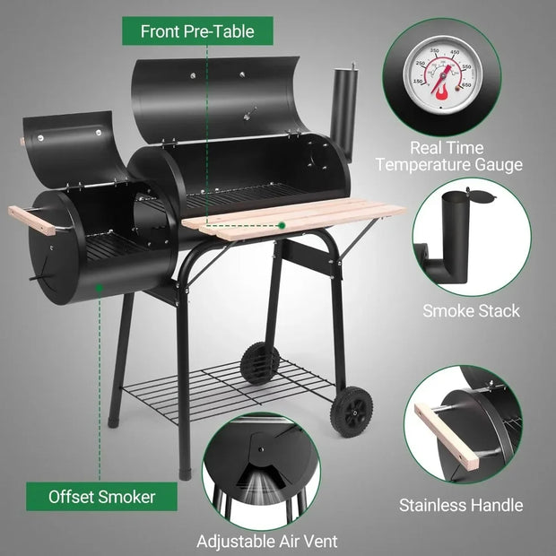 Charcoal Grill with Offset Smoker