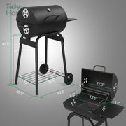 Charcoal BBQ Grill with Adjustable Charcoal Pan & Thermometer