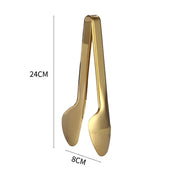 Gold Stainless Steel Kitchen BBQ Tongs Set