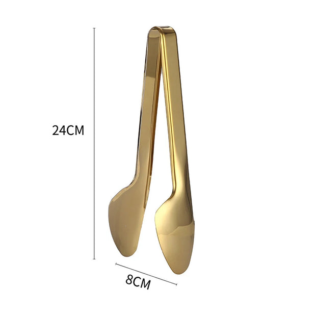 Gold Stainless Steel Kitchen BBQ Tongs Set