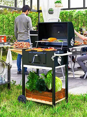 Portable Charcoal BBQ Grill with Side Table Outdoor