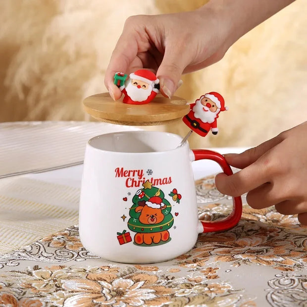 Ceramic Mug with Lid & Spoon