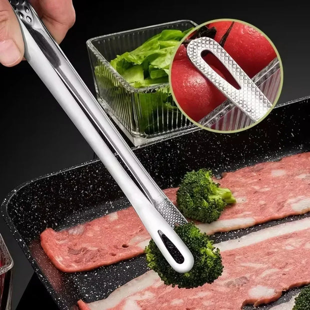Stainless Steel Kitchen BBQ Grill Meat Tongs