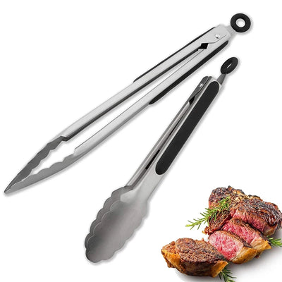 Non-Slip Stainless Steel BBQ Food Tongs