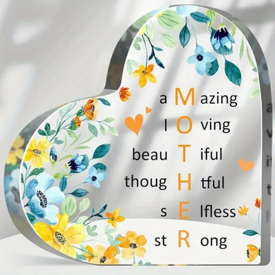 Acrylic Heart Mom Plaque – Mother’s Day Gift