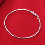 Sterling Silver Solid Charm Bracelet Unisex