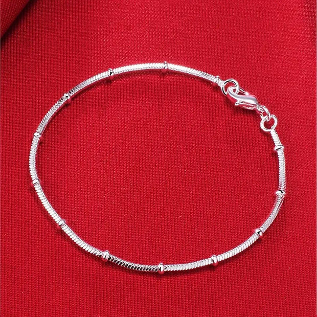 Sterling Silver Solid Charm Bracelet Unisex