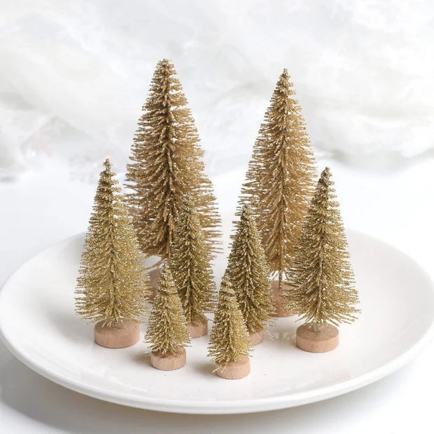 8PCS Mini White Cedar Christmas Tree Set