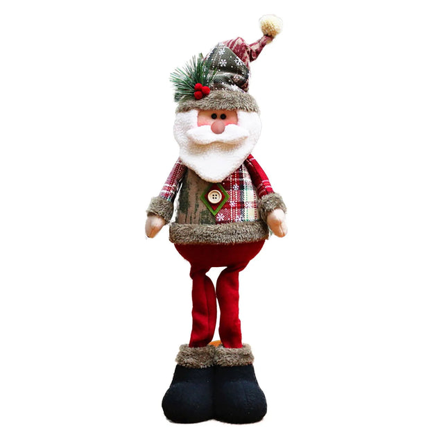 Christmas Plush Shelf Sitters – Stretchable Legs Santa, Snowman & Moose Decorations