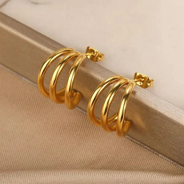 Trendy Heart Hoop Earrings Zircon Metal Women