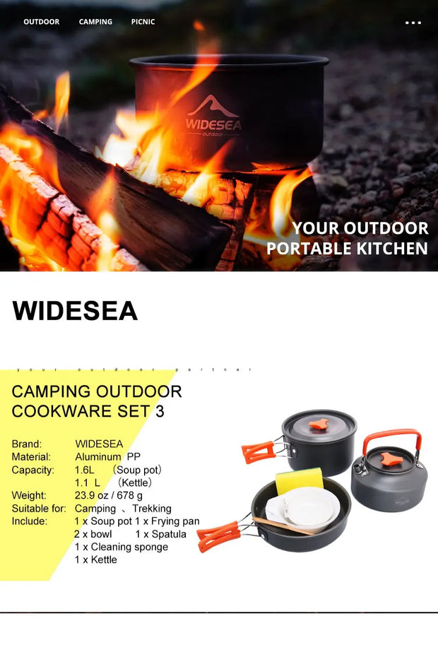 Outdoor Camping  Foldable Aluminum Cookware Set