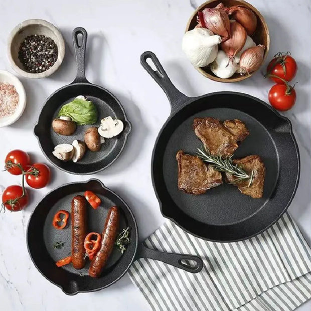 3-Piece Cast Iron Nonstick Frying Pan Set
