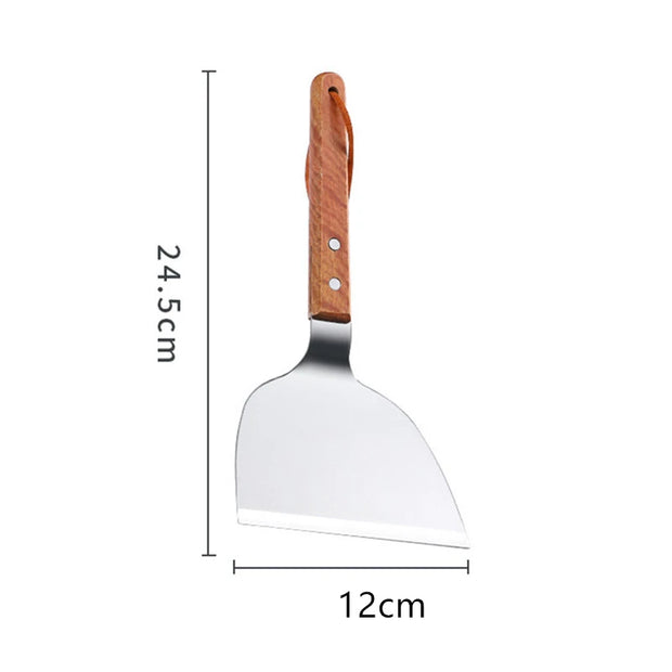 Stainless Steel Spatula with Wooden Handle – Heavy Duty BBQ & Kitchen Turner