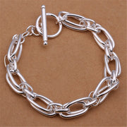 Sterling Silver Geometric Charm Bracelet Unisex