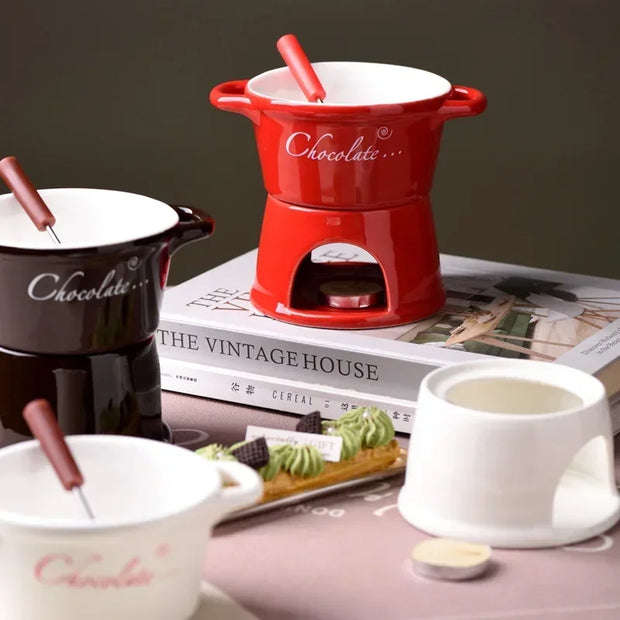 Ceramic Chocolate Fondue Mug with Fork