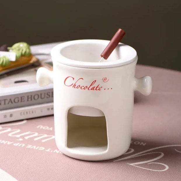 Ceramic Chocolate Fondue Mug with Fork