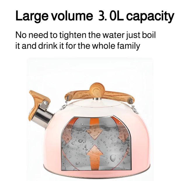 3L Pink Gradient Stainless Steel Whistling Tea Kettle