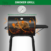 Charcoal BBQ Grill with Adjustable Charcoal Pan & Thermometer