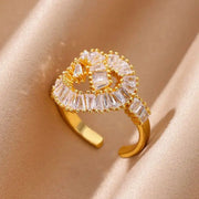 Heart Zircon 18K Gold plated Bridal Rings