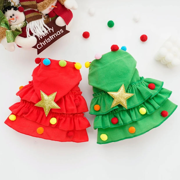 Christmas Tree Pet Costume Cloak for Cats