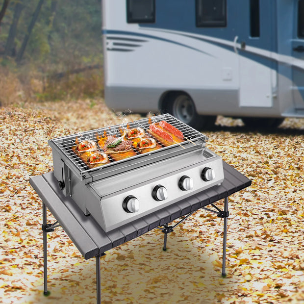 Stainless Steel Smokeless LPG Gas Grill – 4 Burners