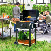 Portable Charcoal BBQ Grill with Side Table Outdoor