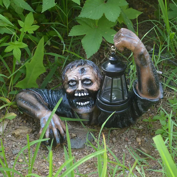 Zombie Lantern Resin Garden Statue