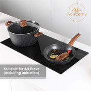17-Piece Nonstick Cookware Set – Black Granite Induction Pots & Pans
